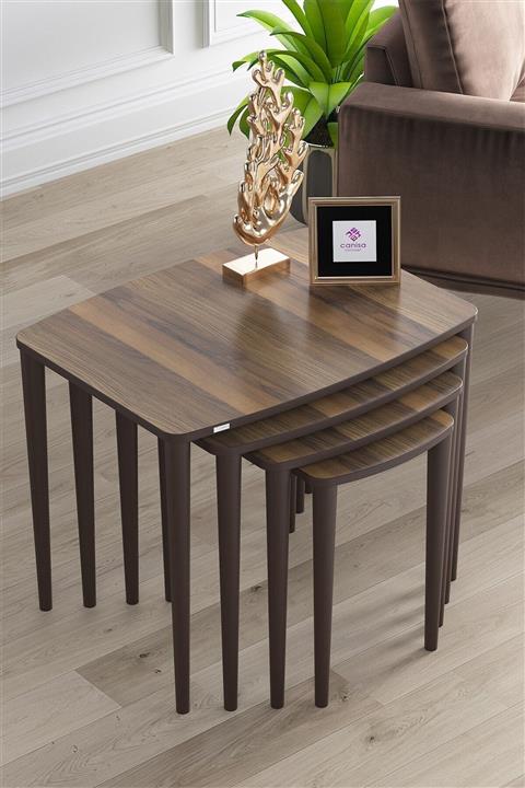 Canisa Concept Telwe Serisi Mdf 1.sınıf 4 Lü Zigon Sehpa Ve Orta Sehpa Takımı Ceviz