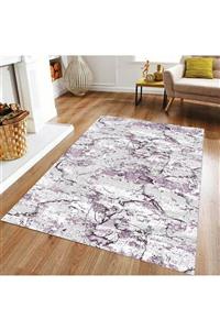nevbaharhome Etna Lila Desen Kaymaz Jel Taban Yıkanabilir Kesme Yolluk Salon Banyo Koridor Mutfak Halısı