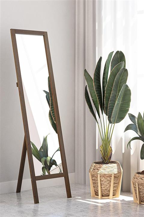 bluecape Floransa Ceviz Ayaklı Boy Aynası 38x145cm