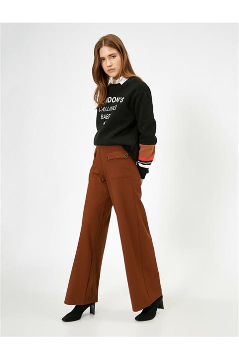 Koton Kadın Normal Bel Cepli Genis Kesim Pantolon