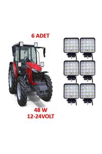 reyoto 6 Adet Off Road Beyaz Işık Sis Farı Lambası 16 Led Kare 12-24v 48 Watt