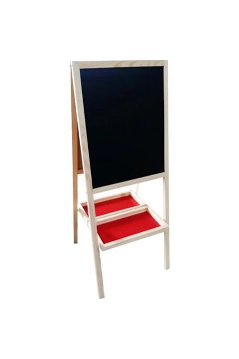 Karaçoban oyuncak Krcbn Çift Taraflı Ahşap Mıknatıslı Yazı Tahtası Siyah Beyaz