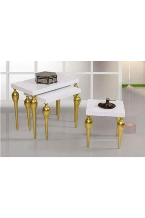 Berimo mobilya Ahşap Zigon Sehpa Torna Ayaklı Lake Boyalı