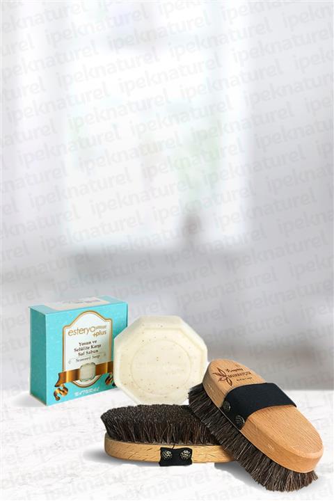 İpek Naturel At Kılı Fırçası & Yosunlu Selülit Sabunu Setli