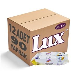 LUX Islak Havlu Mendil 90 Yaprak Papatya (12 Li Set) Plastik Kapaklı