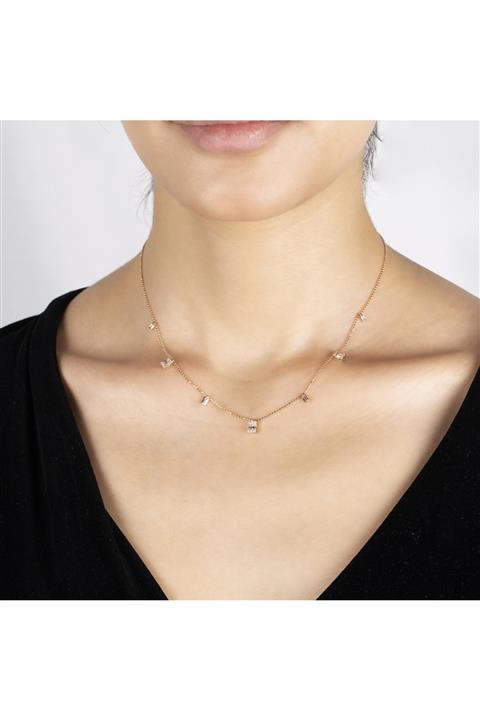 UĞURLU1974 Kadın Rose Baget Pırlanta Kolye