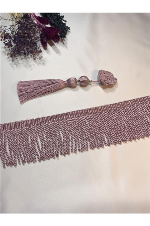 Saççax Exclusive Gül Kurusu Renk Bulion Saçak Serisi Perde Püskül