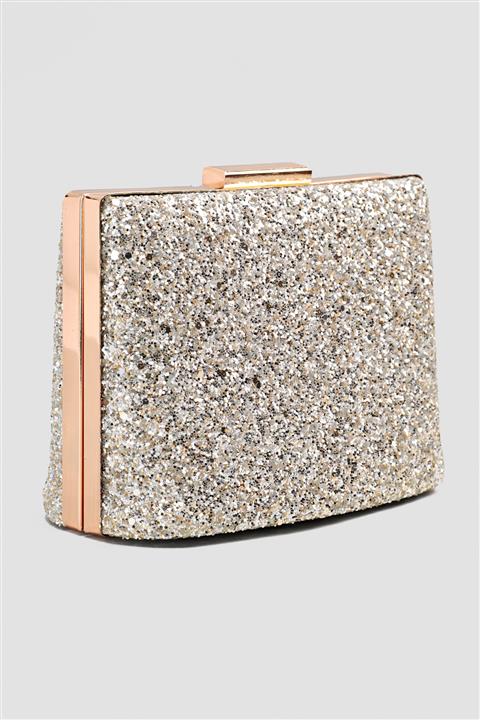 Jilberto Saundra Altın Pullu Üçgen Abiye Çanta