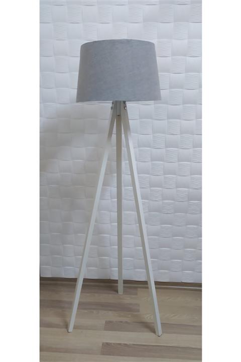 MCT 3 Ayaklı Lambader Beyaz Ayak Gri Başlık