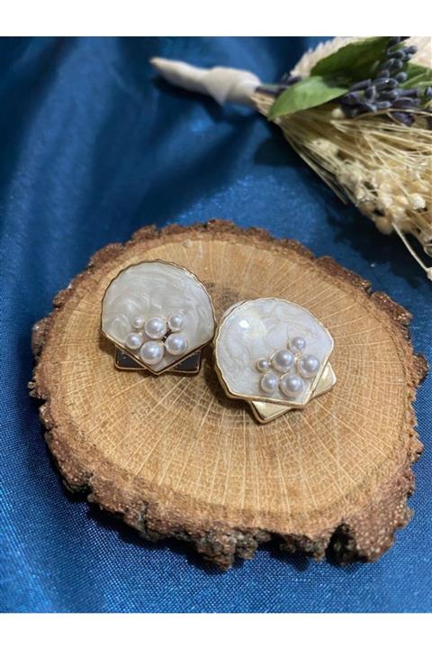 Splendid by Luna Antialerjik Gold Çelik Incili Küpe