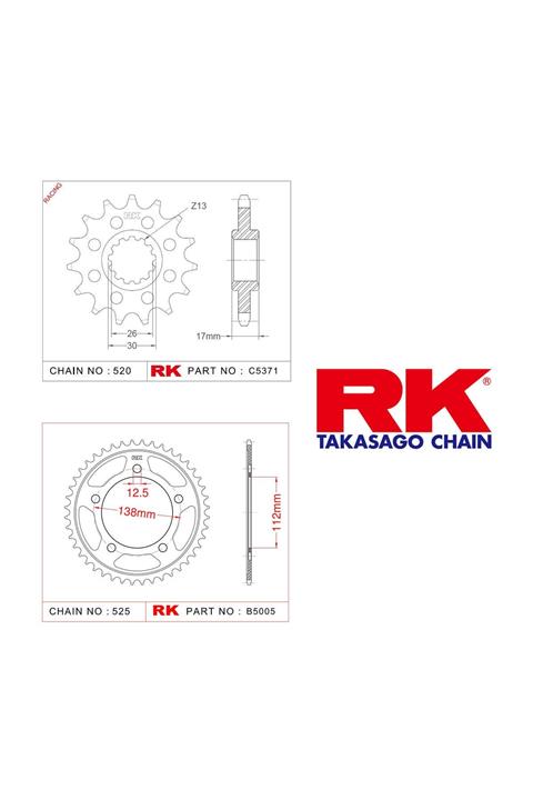 RK Honda Cb 600 F Hornet Abs Rk Ön Arka Dişli 525 - 16/43 T(2008-2009)