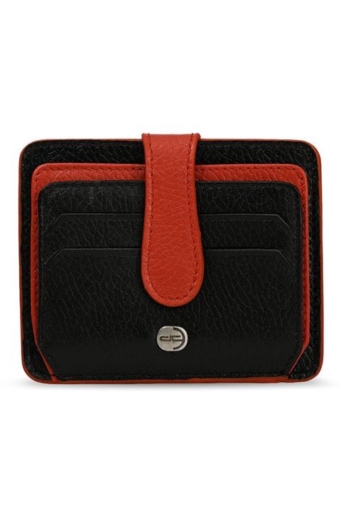 Deri Company Erkek Hakiki (gerçek) Deri Cüzdan Kartlık Floater Desenli Siyah Kırmızı (878sk) 113516