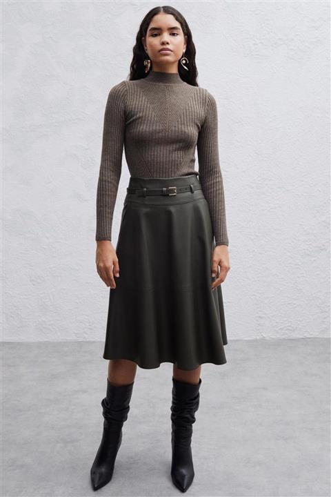 Perspective Anja Rahat Kalıp Yüksek Bel Haki Etek