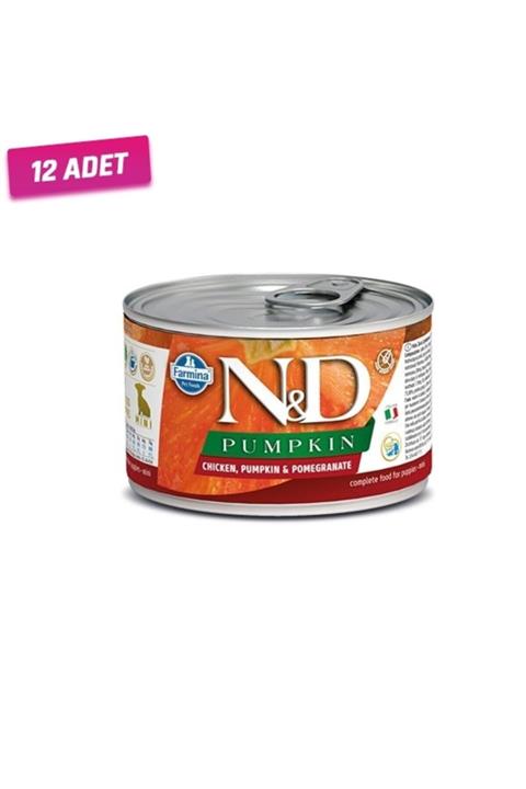 N&D 12 Adet - Pumpkin Tavuklu Puppy Mini Köpek Konservesi 140 gr