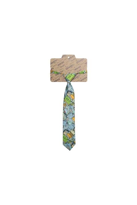 DWOY Defter Desenli Çocuk Kravat Yeşil