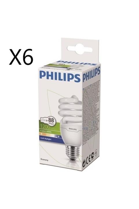 Philips Economy Twister 20w 6 Adet Beyaz Işık E27