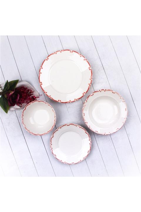 Marianna Dignity 24 Parça Yemek Takımı File Kırmızı