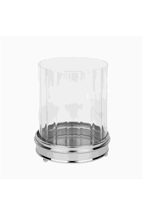 Lucky Art Silver Oluklu Camlı Mumluk