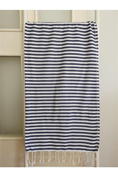 Melis Home Peştemal, Banyo Havlusu , Plaj Havlusu, %100 Pamuk Zebra Lacivert