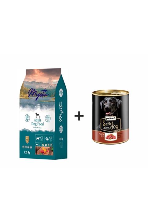 Mystic Kuzu Etli Pirinçli Köpek 2,5kg + Patimax Etli Köpek Konservesi