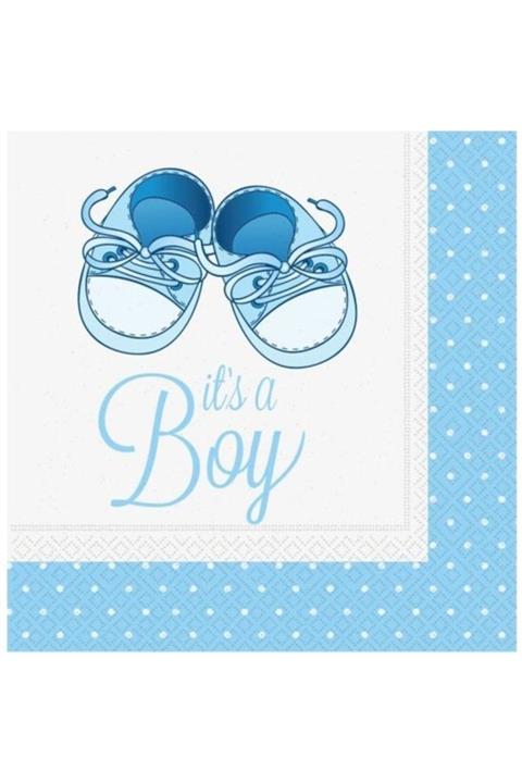 Bs İthalat Yeni Doğan Erkek Bebek Peçete Mavi Patikler 20 Adet