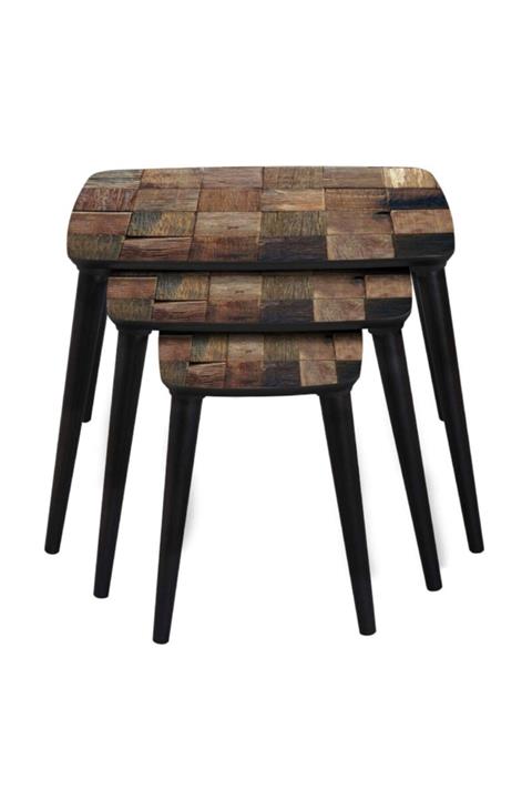 Decobulvar Dc3827 Ahşap Üzeri Baskılı Dikdörtgen 3'lü Zigon Sepha