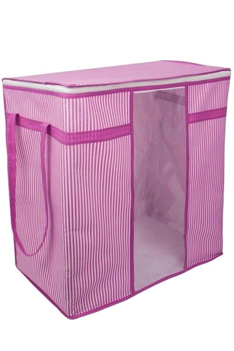 Paxman Pencereli Saklama Hurcu - Pembe Beyaz Çizgili