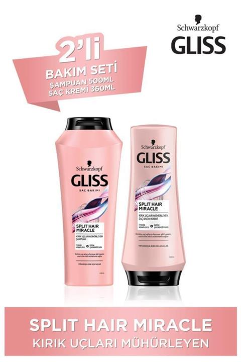 Gliss Split Hair Miracle Şampuan 500 Ml + Split Hair Miracle Saç Kremi 360 Ml