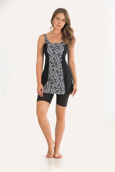 NBB Kadın Siyah Desenli Taytlı Elbise Mayo 51225