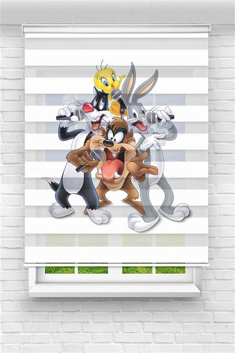Perdecizade Bugs Buny Desenli Çocuk Odası Zebra Perde