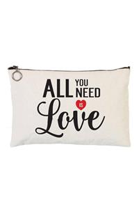 Art TShirt All You Need Is Love Astarlı Bez Tablet Ve Makyaj Çantası