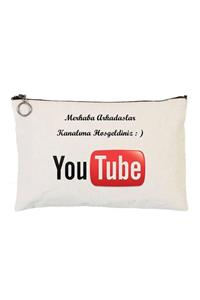 Art TShirt Youtube Kanalım Astarlı Bez Tablet Ve Makyaj Çantası