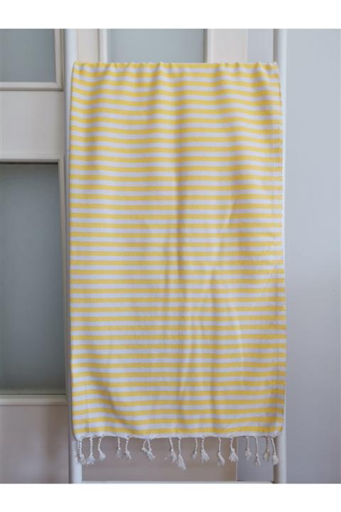 Melis Home Peştemal, Banyo Havlusu , Plaj Havlusu, %100 Pamuk Zebra Sarı