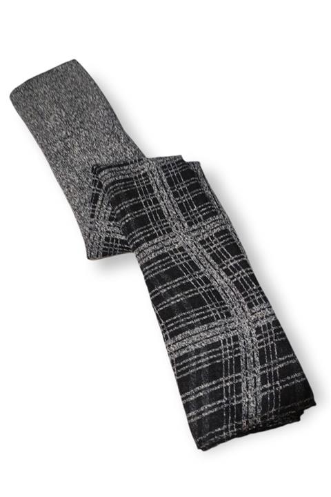 Marca Uno Siyah Gri Ekose Ve Kum Desen Mix Natürel Erkek Şal