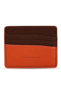Deri Company Erkek Hakiki (gerçek) Deri Cüzdan Kartlık Floater Desen Turuncu Garnili Kahverengi (881tk) 114507