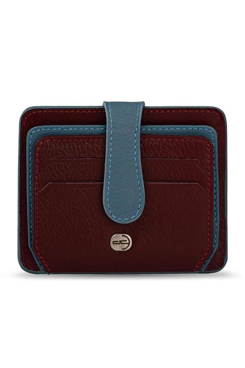 Deri Company Erkek Hakiki (gerçek) Deri Cüzdan Kartlık Floater Desenli Bordo Turkuaz (878btr) 113516