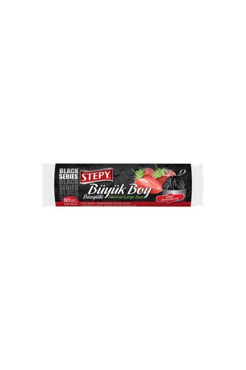 STEPY Çöp Torbası Black Büzgülü Büyük Boy Çilek 10'lu 65*70cm