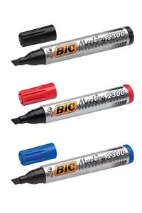 Bic Permanent Kalem Kesik Uçlu 3'lü Siyah- Mavi- Kırmızı