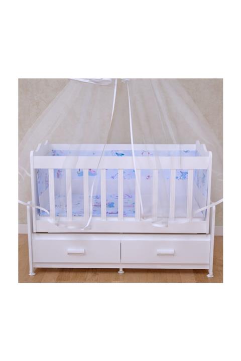 Garaj Home Elegant Beşik + Yatak + Uyku Seti Kombini Mavi
