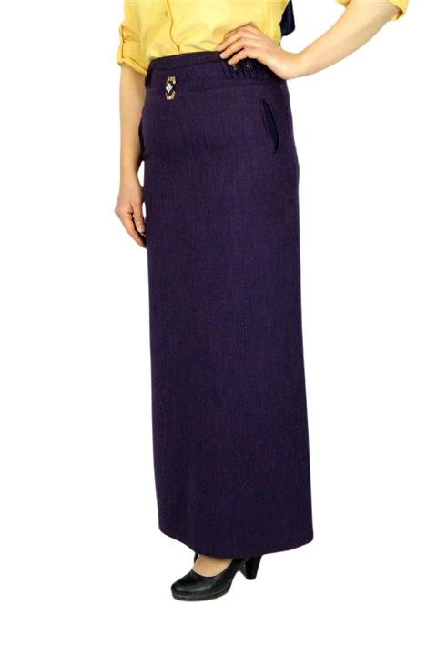 ERMANLAR Kadın Mor Kumaş Uzun Etek Erm169