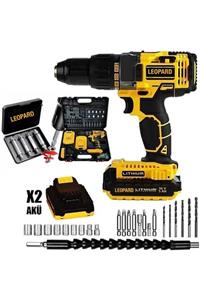 Leopard Pro 36v 5ah Darbeli Çift Metal Şanzuman Çift Akülü Şarjlı Matkap Set