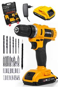 DEKOPRO POWER TOOLS Alman 36 V 5 Ah Darbesiz Şarjlı Vidalama Matkap Çift Akülü + 24 Parça Usta Setli