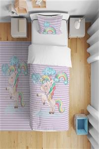 CİCİ TASARIM ÜRÜNLERİ Renkli Pony At Gökkuşağı Çocuk Bebek Odası Nevresim Takımı