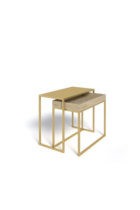 Evka Rook Yan Zigon Sehpa - Eskitme Sarı