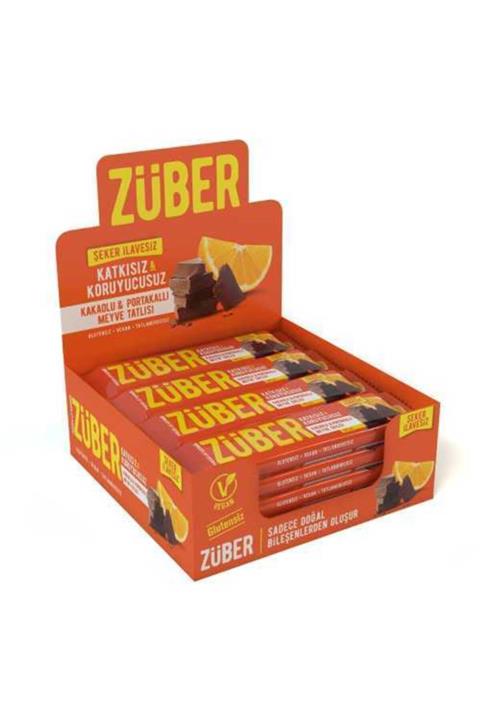 Züber Kakao Portakallı Meyve Tatlısı Şekersiz 40grx12 Şeker Ilavesiz Glutensiz Sağlıklı Atıştırmalık