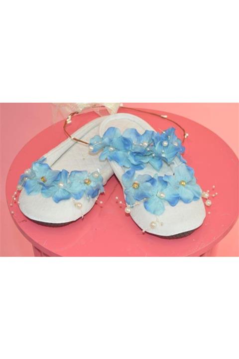 JammyMom Lohusa Taç Terlik Seti Mavi