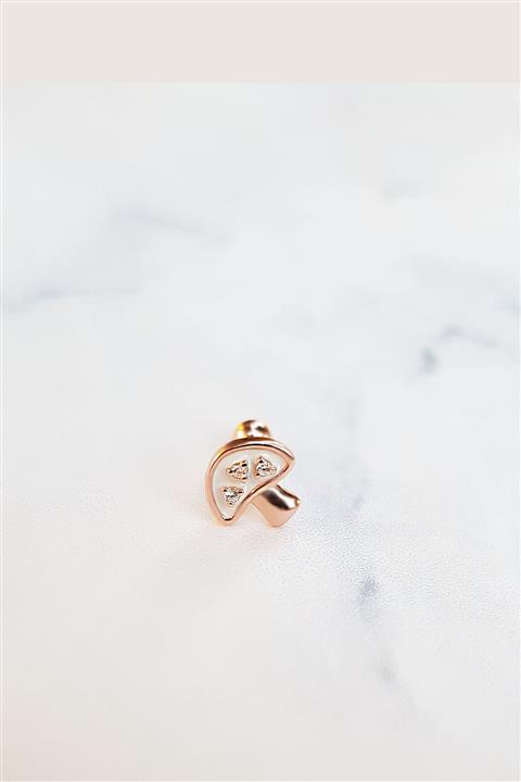 MorMajor Silver Tekli Ithal 3 Taşlı Mantar Gümüş Piercing Küpe