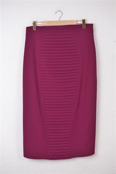 TRENDPARK Kadın Ön Pliseli Likralı Kumaş Etek