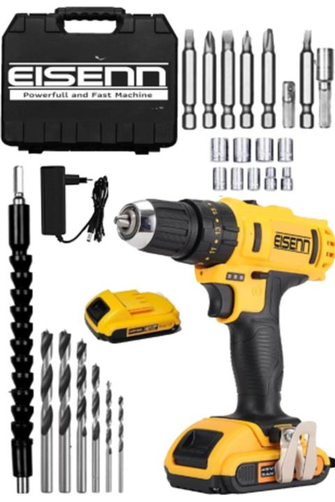 Eisenn Germany Technology Tireless 46 V 5 Ah Samsung Çift Akülü Vidalama Matkap Helper Set