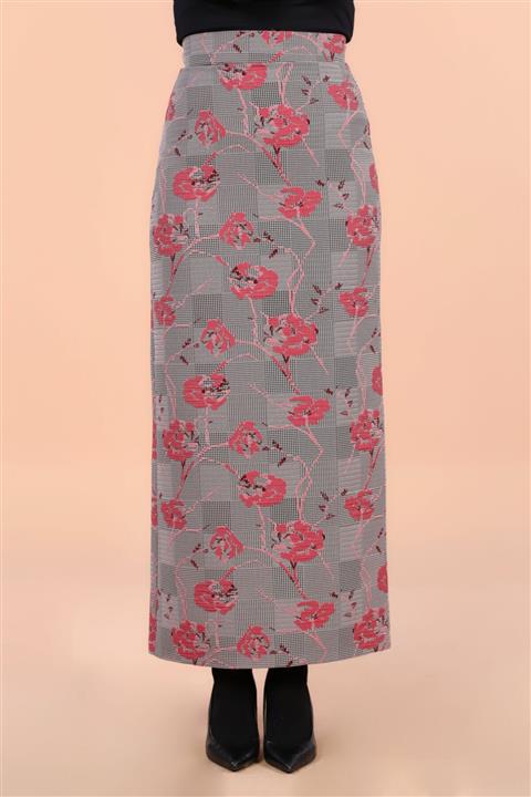 Tekbir Kadın Pembe Desenli  Etek